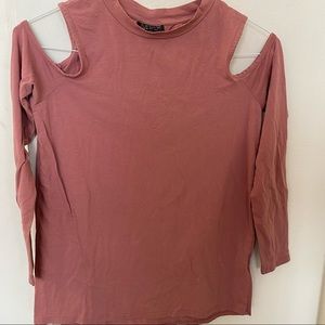 Topshop rose cold shoulder long sleeve top